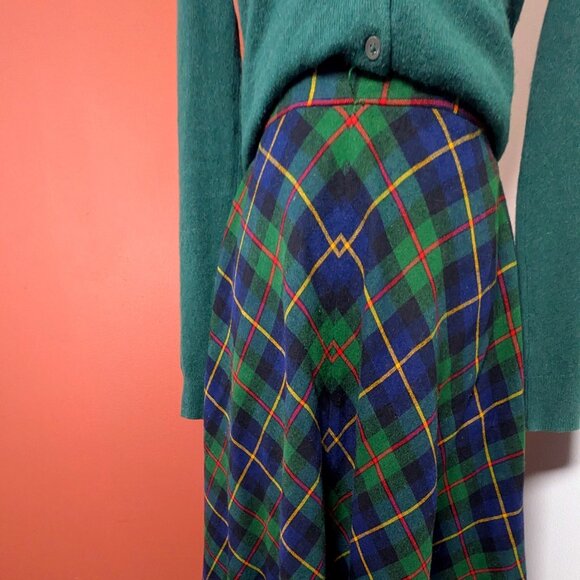 87 Vintage High waisted stripe skirt wool and polyester - Picture 3 of 11